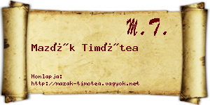 Mazák Timótea névjegykártya